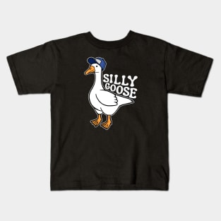 Silly Goose with Baseball Hat Kids T-Shirt